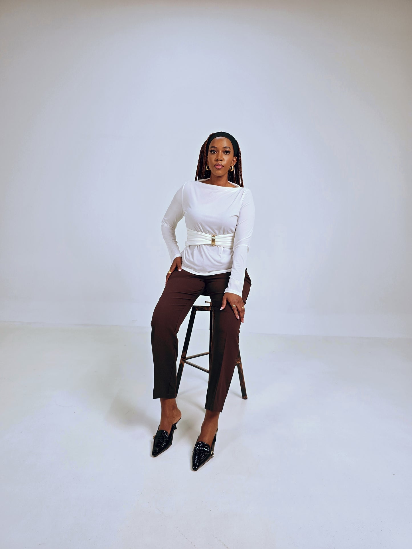 Aya Tailored Work Pants – Chocolate Brown