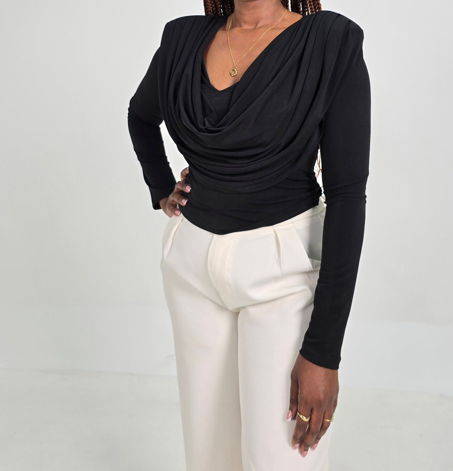 Amani Wrap Top with Gold Buckle – Chocolate Brown