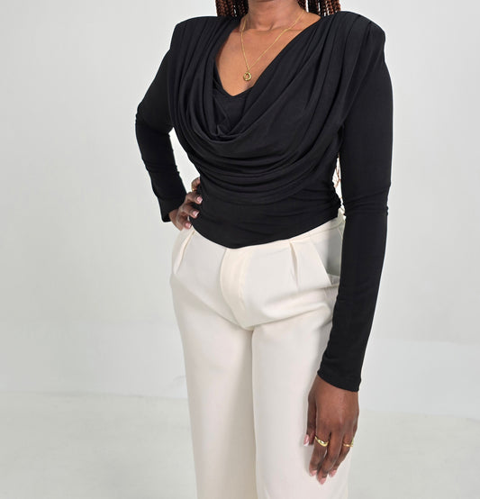 Amani Wrap Top with Gold Buckle – Chocolate Brown