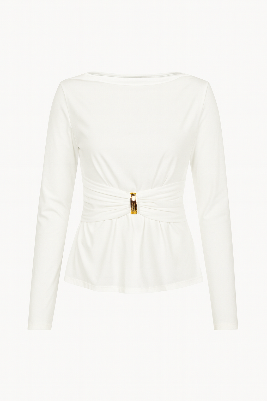 Amani Wrap Top with Gold Buckle – white