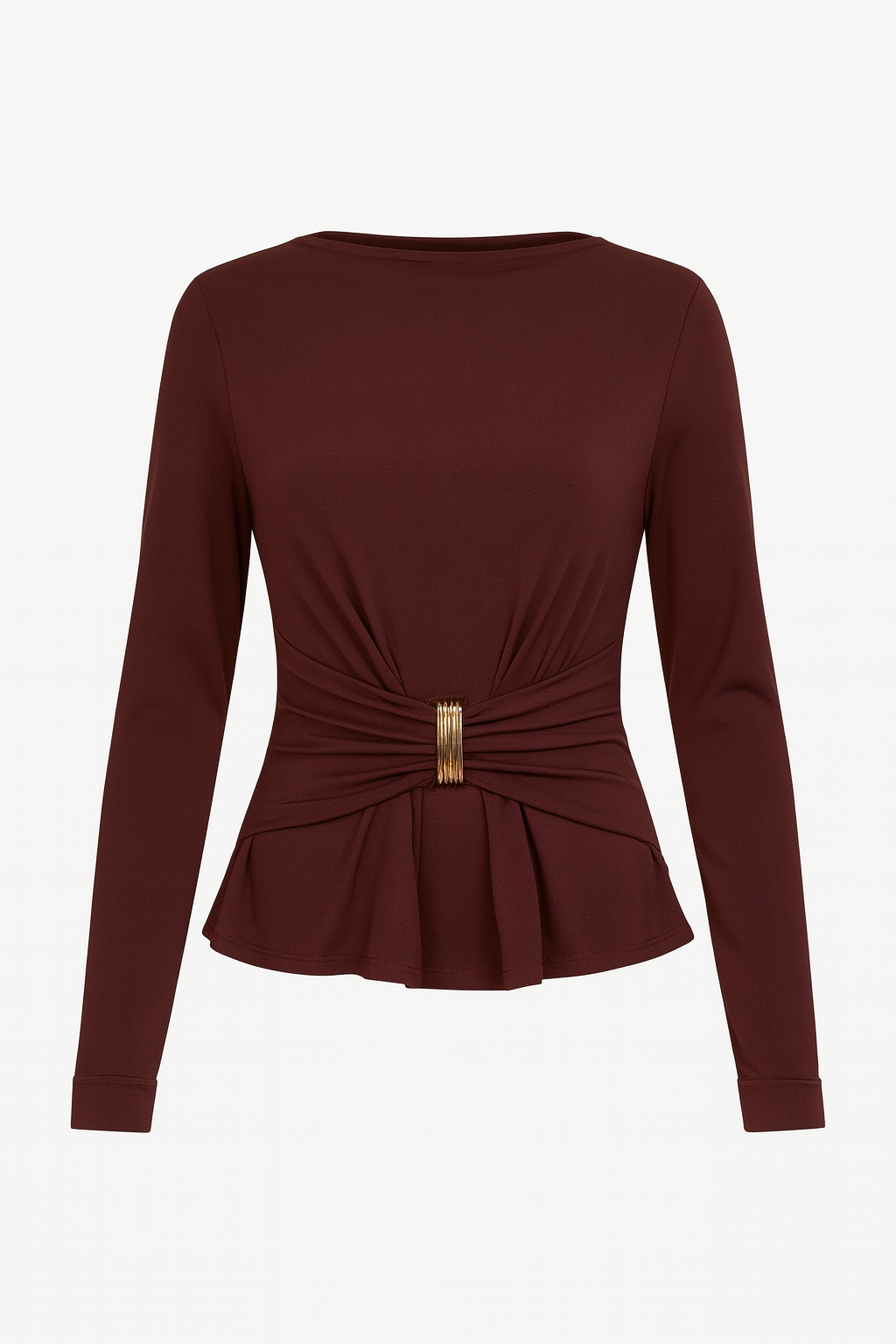 Amani Wrap Top with Gold Buckle – Chocolate Brown
